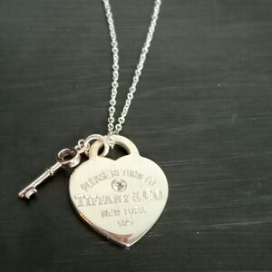 Return To Tiffany & Co. Heart Tag Necklace & Key With A Diamond
